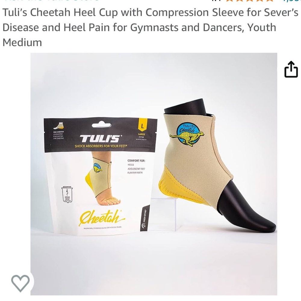 NWT - Tuli's Heel Cup For Gymnasts & Dancers - Size Medium
